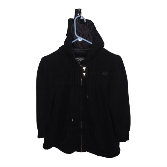 Fox hooded zip up 3/4 sleeve jacket size medium - Picture 1 of 7